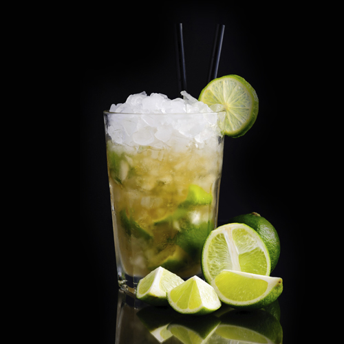 Caipirinha Caipirinha cocktail with limes on a dark background