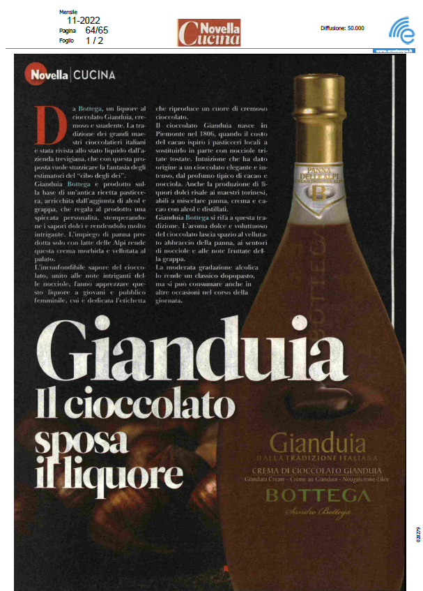 Bottega Gianduia liquore al cioccolato e nocciole