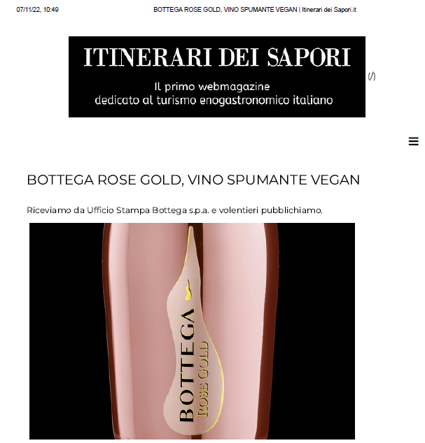 Bottega Rose Gold spumante vegan